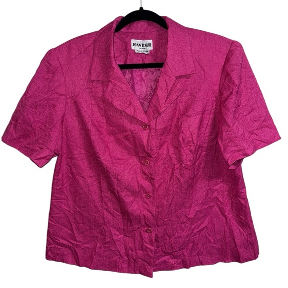 Joan Leslie Tops - Joan Leslie Woman Fuchsia Textured Blouse 16W Shoulder Pads
